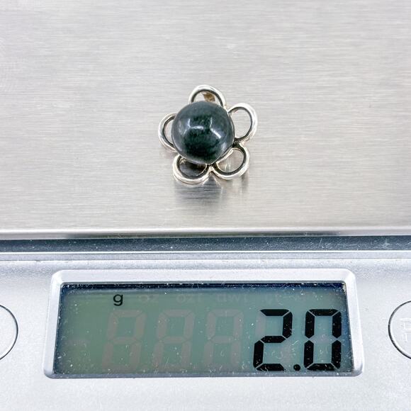 Vintage Sterling Silver 925 Black Pearl Flower Pendant - Picture 6 of 7